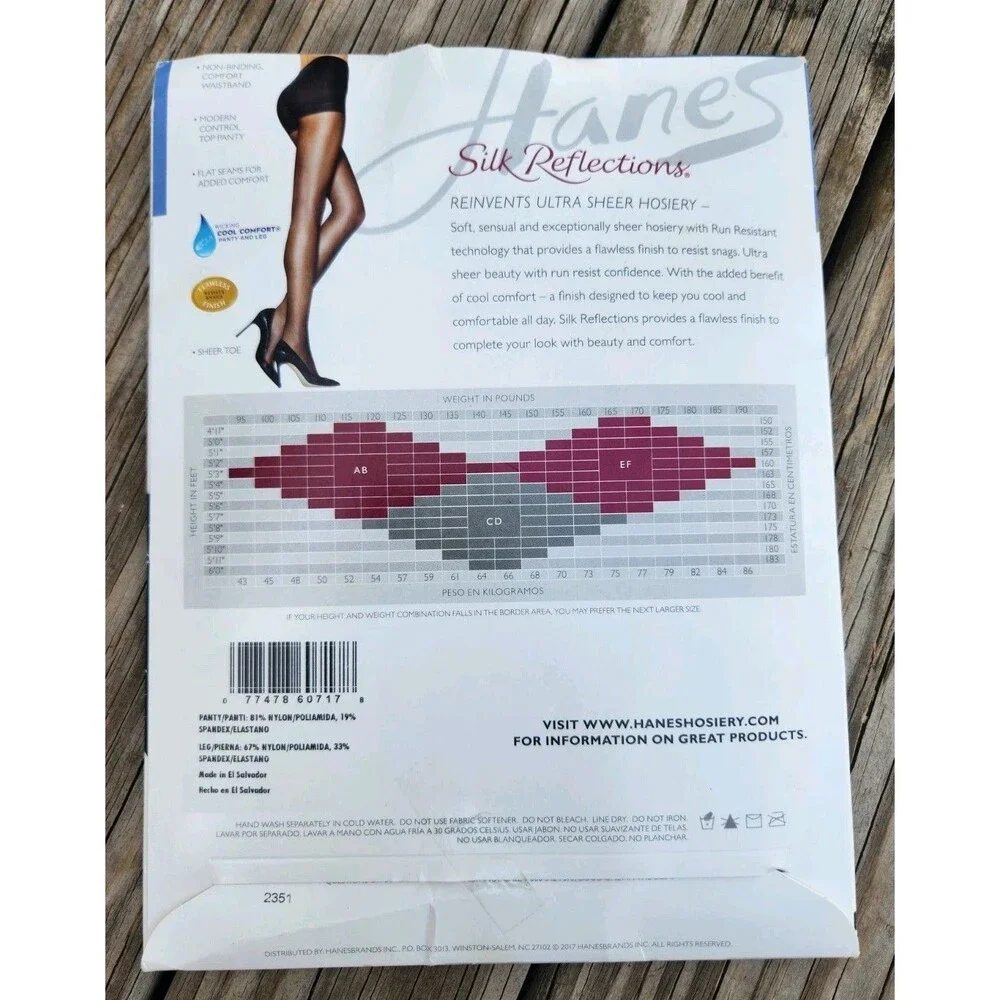 Hanes Pantyhose Silk Reflections Ultra Sheer Control Top Sheer Toe Cool Wicking